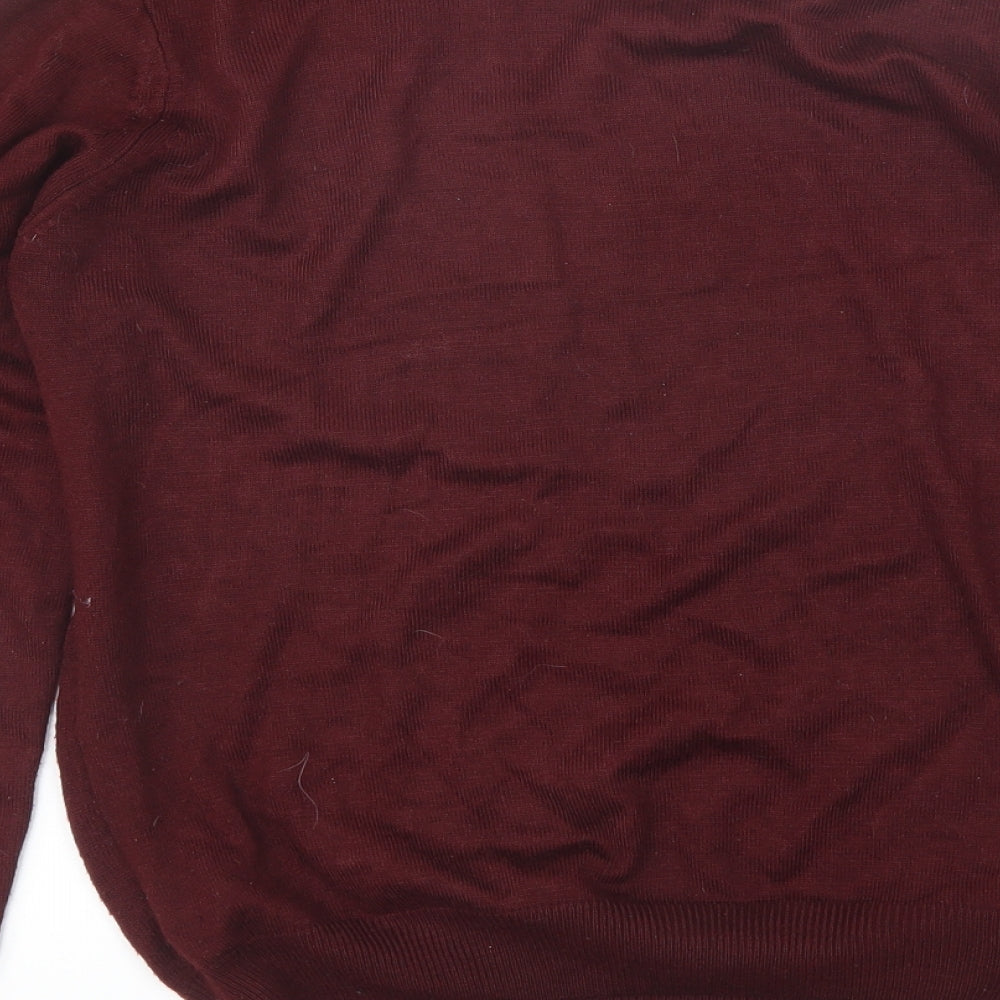 River Island Mens Red Round Neck  Acrylic Pullover Jumper Size S