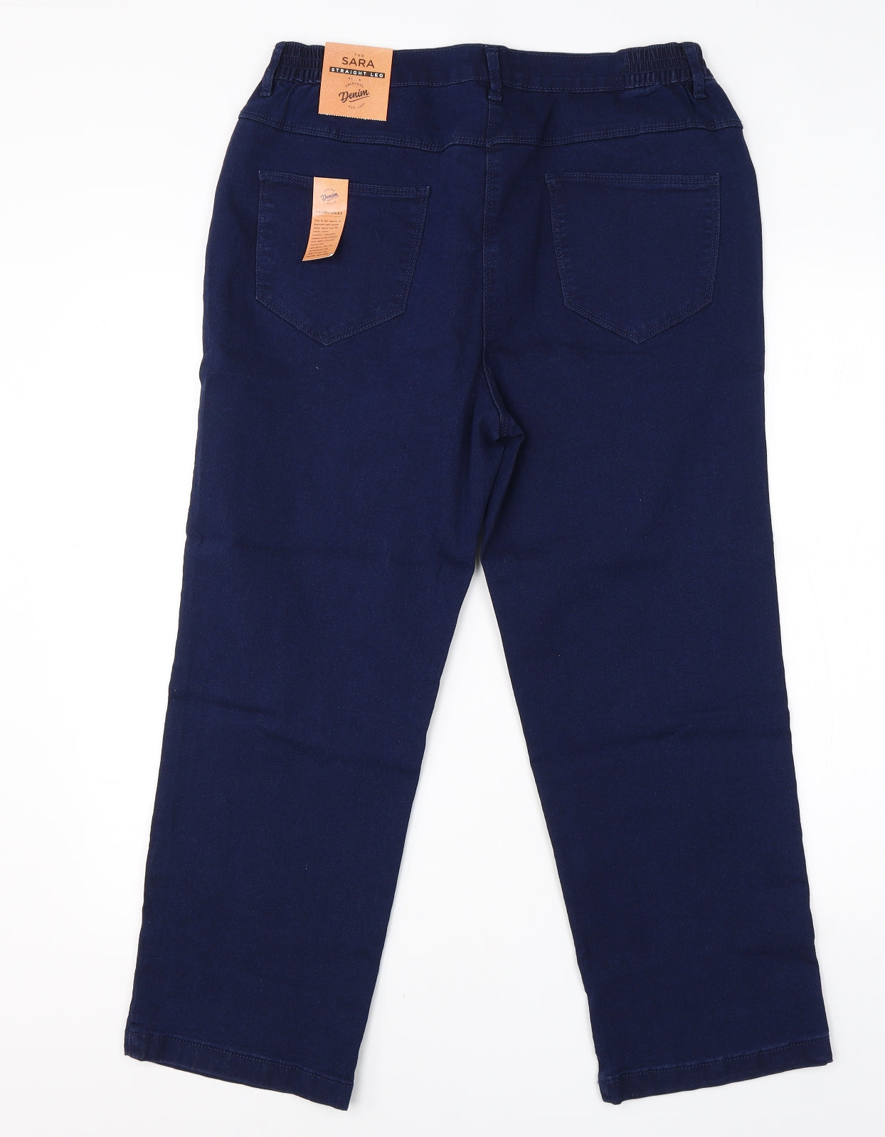 Sara Womens Blue  Cotton Straight Jeans Size 16 L20.5 in Regular