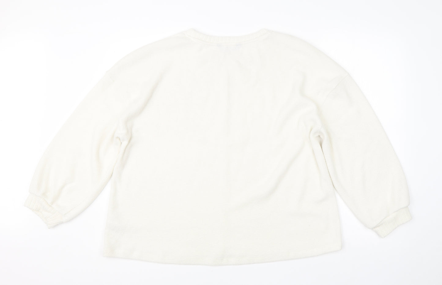 F&F Womens White Round Neck  Polyester Pullover Jumper Size 14
