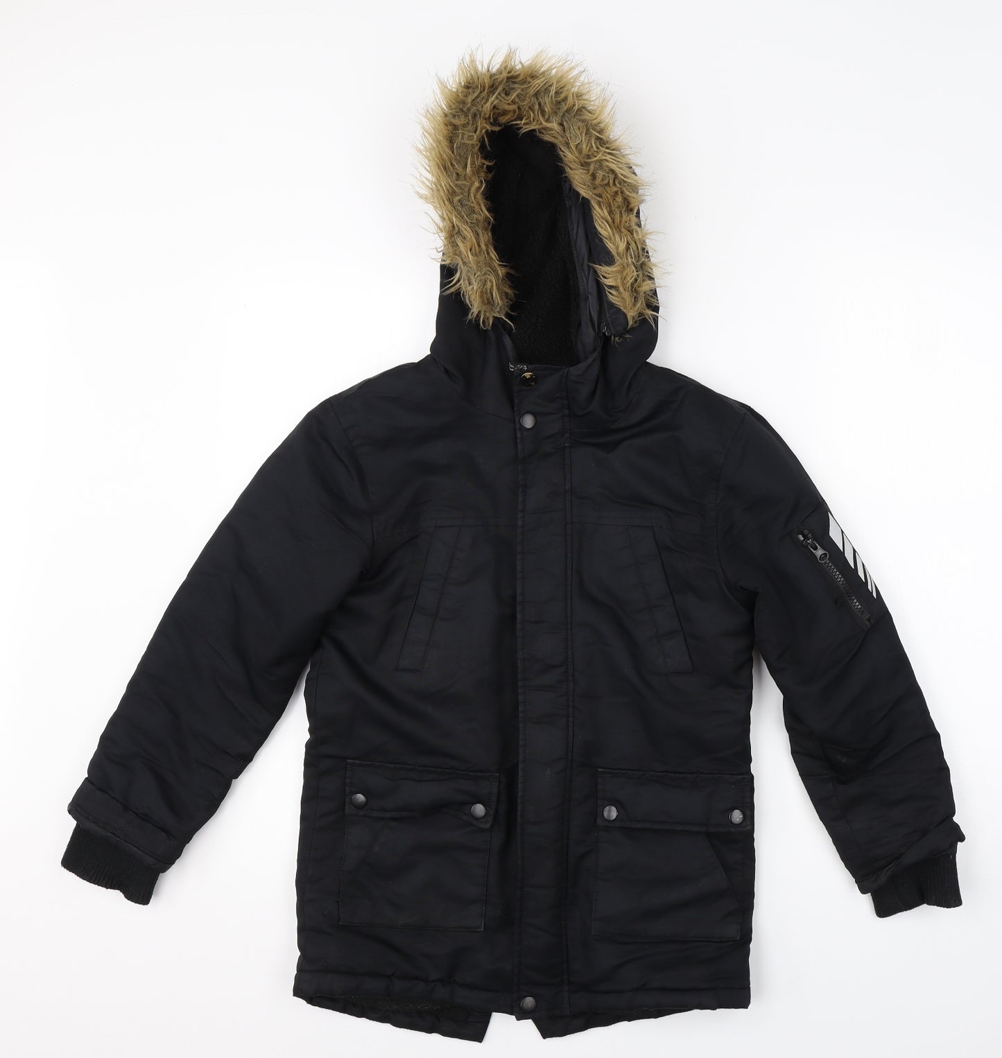 Primark Boys Black   Jacket Coat Size 9-10 Years  Zip