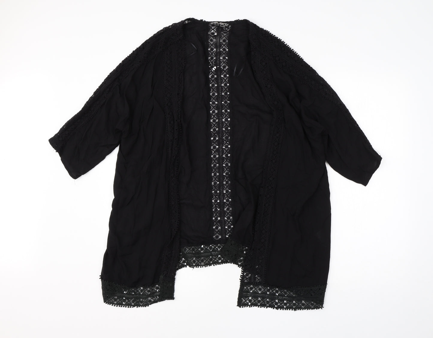 Select Womens Black Round Neck  Viscose Cape Jumper Size 12