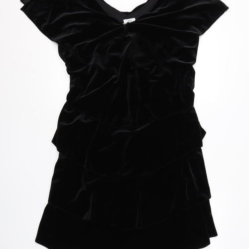 Patra Womens Black  Polyester Shift  Size 14  V-Neck