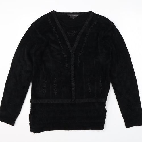 Donna Lewis Womens Black Round Neck  Viscose Pullover Jumper Size M