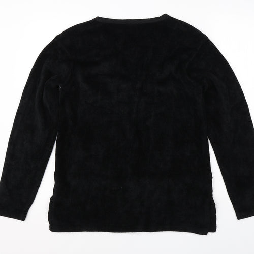 Donna Lewis Womens Black Round Neck  Viscose Pullover Jumper Size M