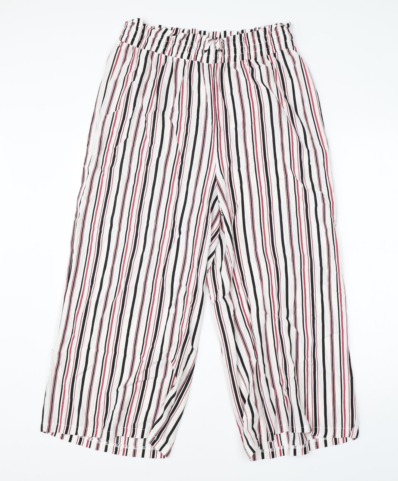 Select Womens White Striped Viscose Harem Trousers Size 14 L20 in Regular