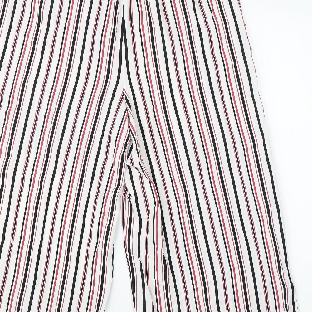 Select Womens White Striped Viscose Harem Trousers Size 14 L20 in Regular