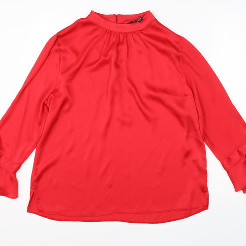 Dorothy Perkins Womens Red  Polyester Basic Blouse Size 16 Round Neck