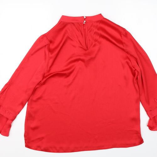 Dorothy Perkins Womens Red  Polyester Basic Blouse Size 16 Round Neck