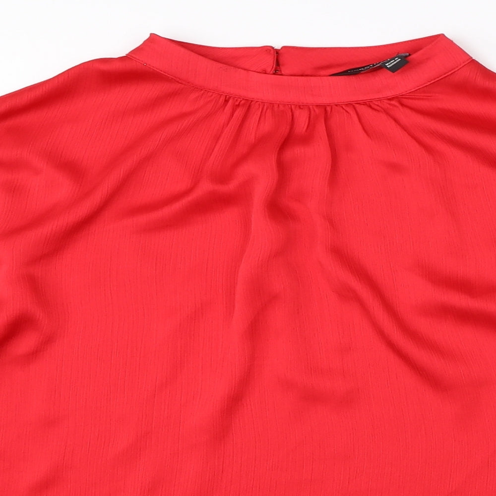 Dorothy Perkins Womens Red  Polyester Basic Blouse Size 16 Round Neck