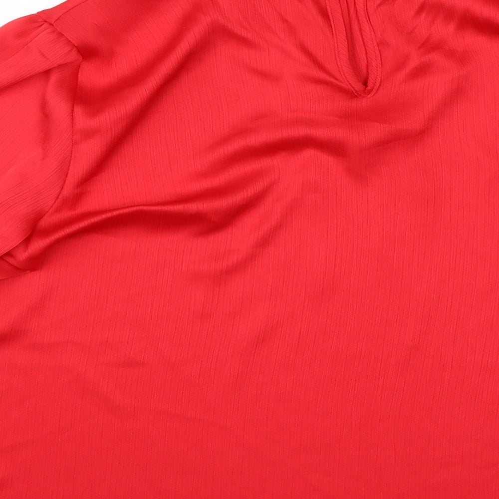 Dorothy Perkins Womens Red  Polyester Basic Blouse Size 16 Round Neck