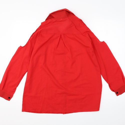 Preworn Womens Red  Polyester Basic Blouse Size M Collared