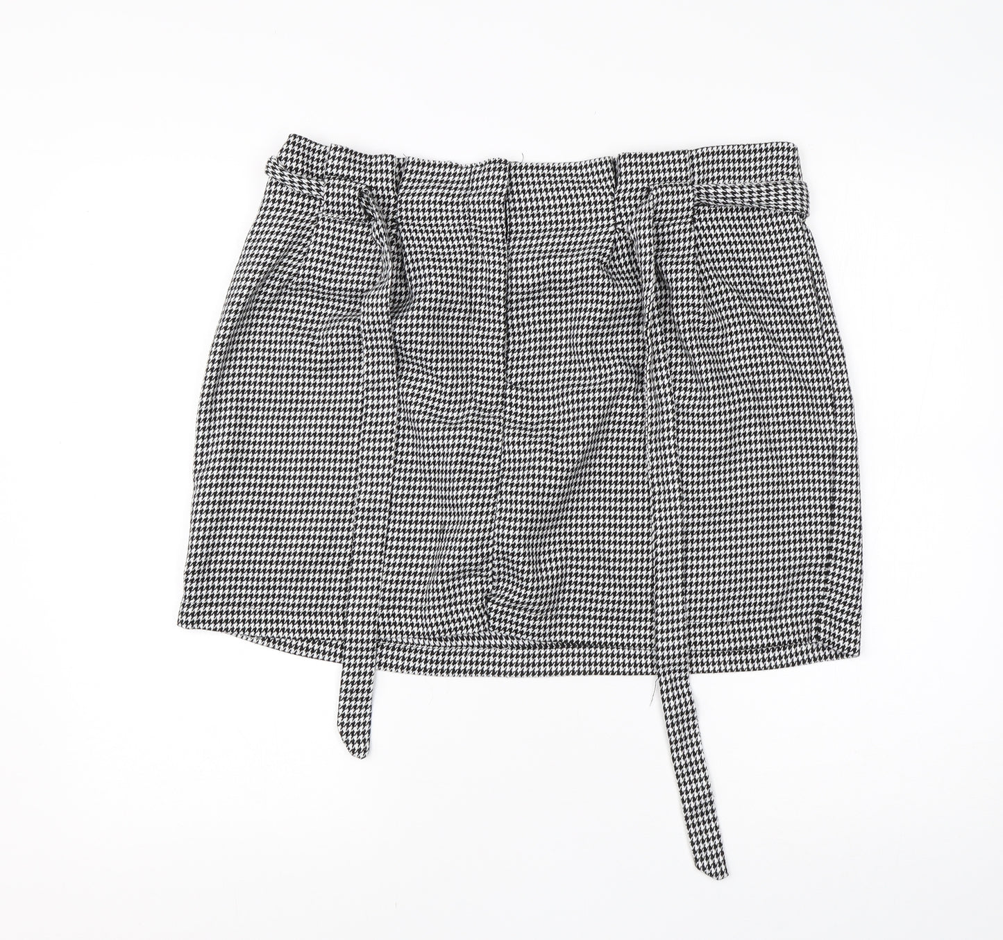 Primark Womens White Houndstooth Polyester A-Line Skirt Size 18
