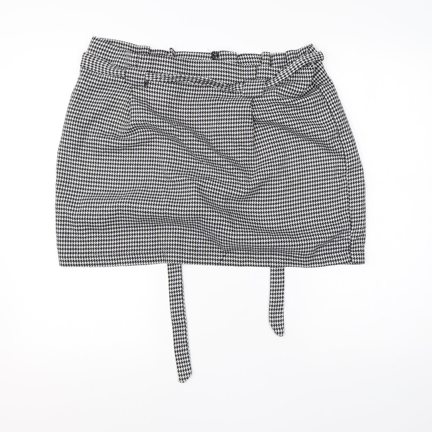 Primark Womens White Houndstooth Polyester A-Line Skirt Size 18