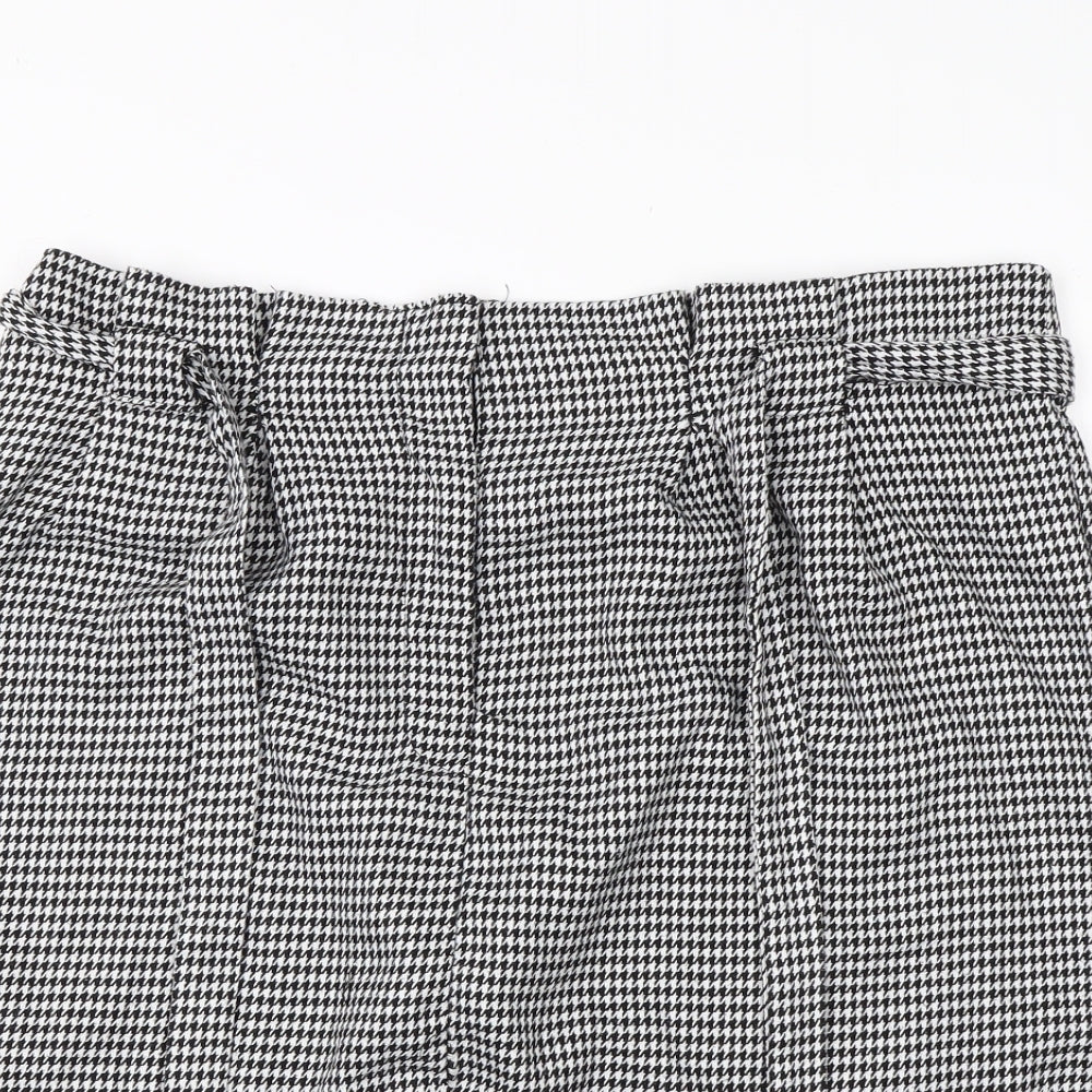 Primark Womens White Houndstooth Polyester A-Line Skirt Size 18