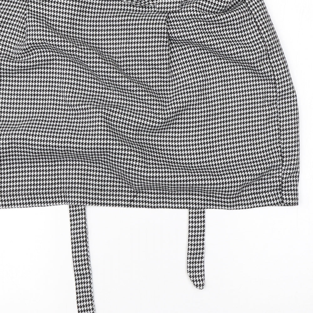 Primark Womens White Houndstooth Polyester A-Line Skirt Size 18