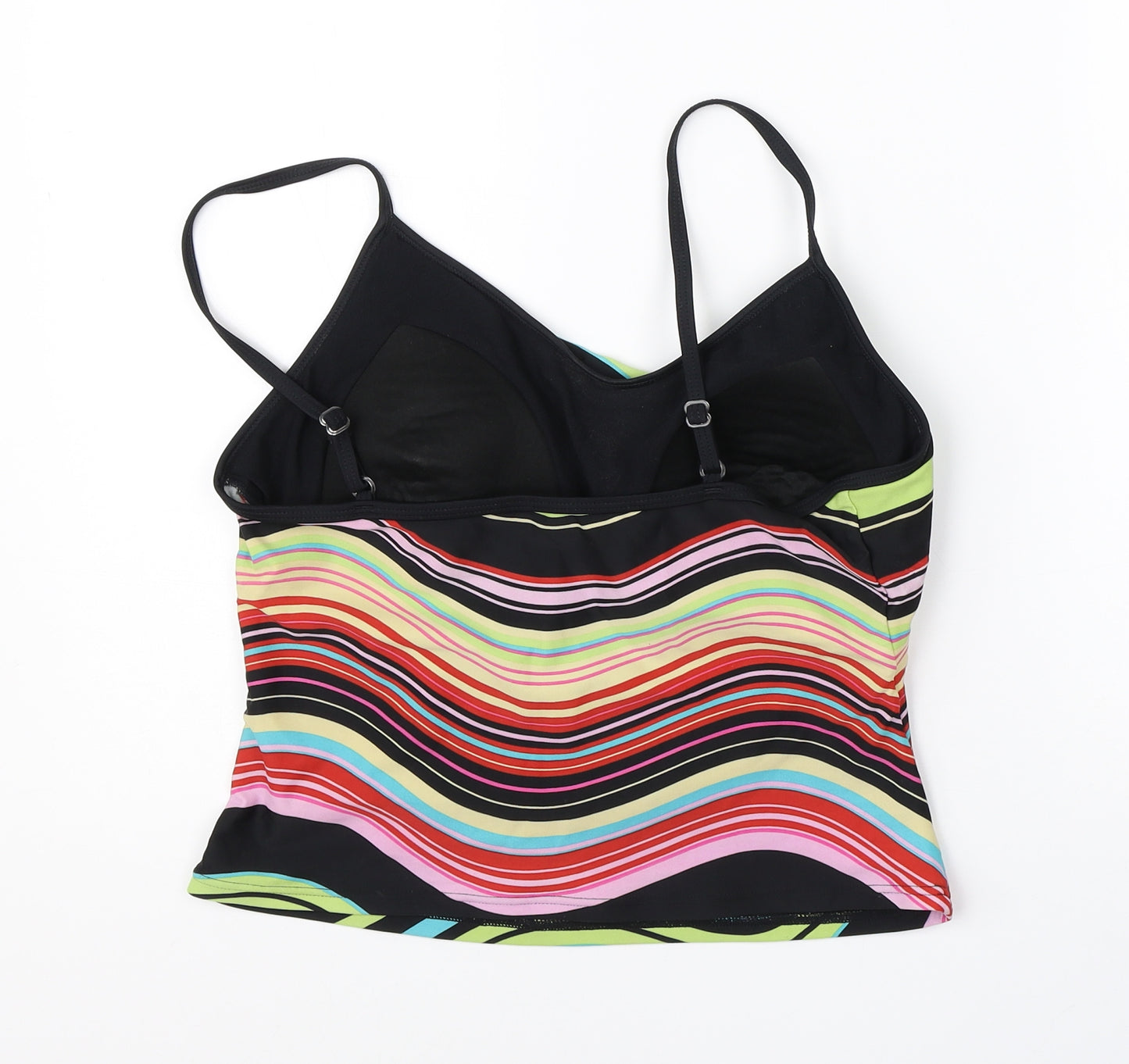 Preworn Womens Multicoloured Striped Nylon Cropped Tank Size 12 V-Neck