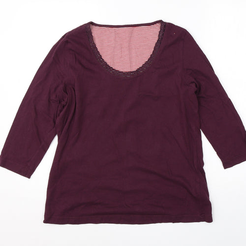 M&S Womens Purple  Cotton Basic T-Shirt Size 14 Round Neck