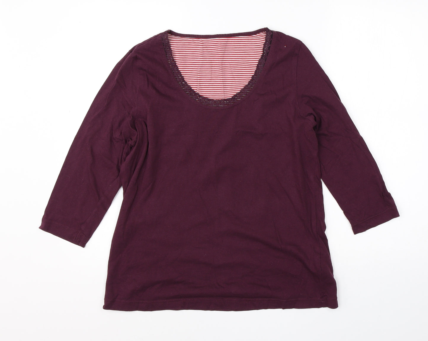 M&S Womens Purple  Cotton Basic T-Shirt Size 14 Round Neck