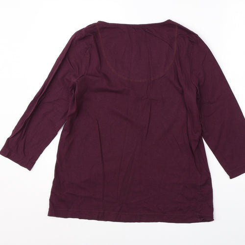 M&S Womens Purple  Cotton Basic T-Shirt Size 14 Round Neck