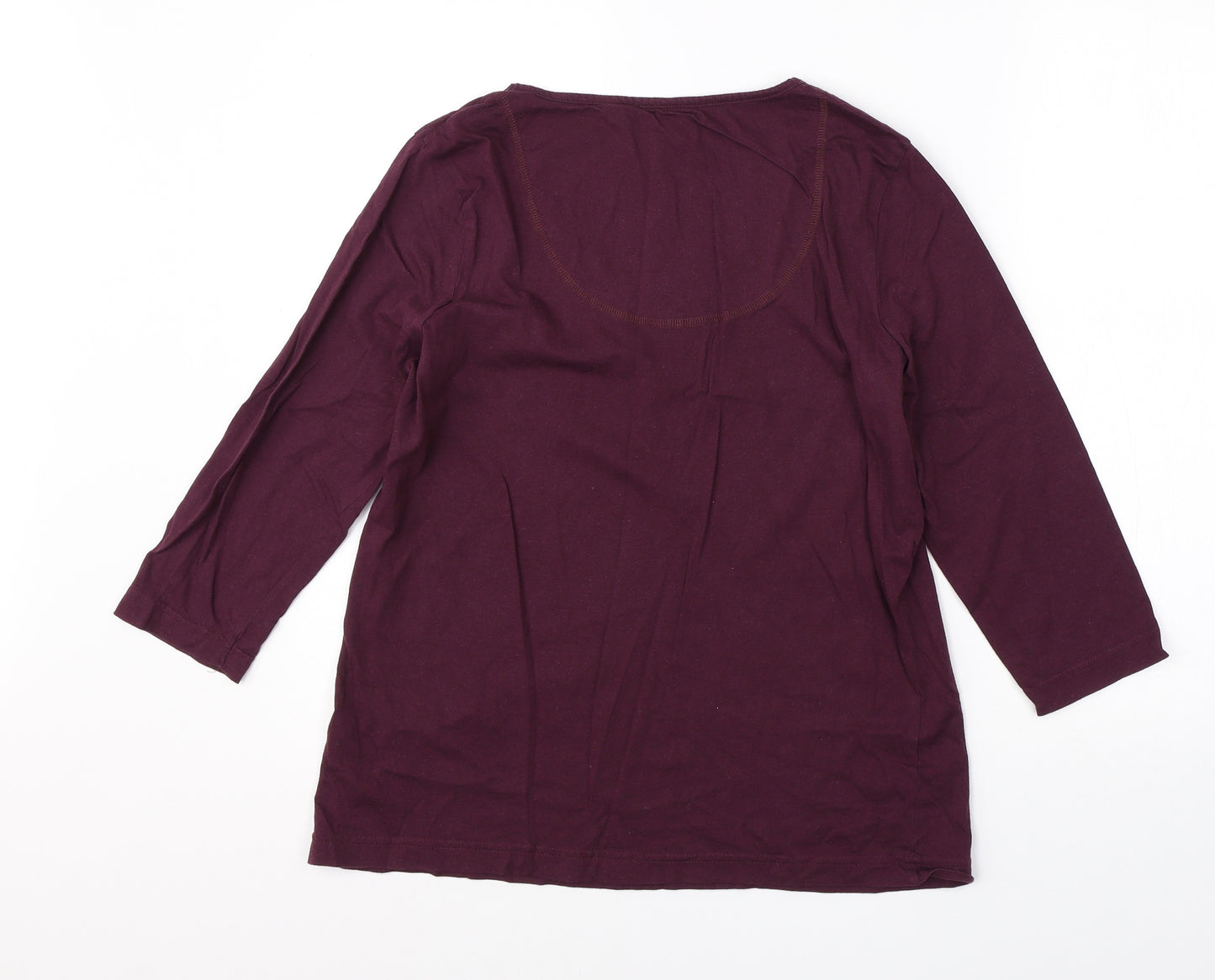 M&S Womens Purple  Cotton Basic T-Shirt Size 14 Round Neck