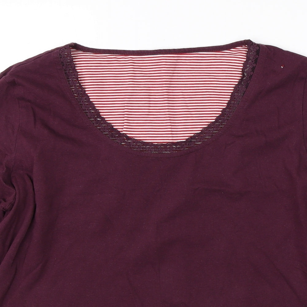 M&S Womens Purple  Cotton Basic T-Shirt Size 14 Round Neck