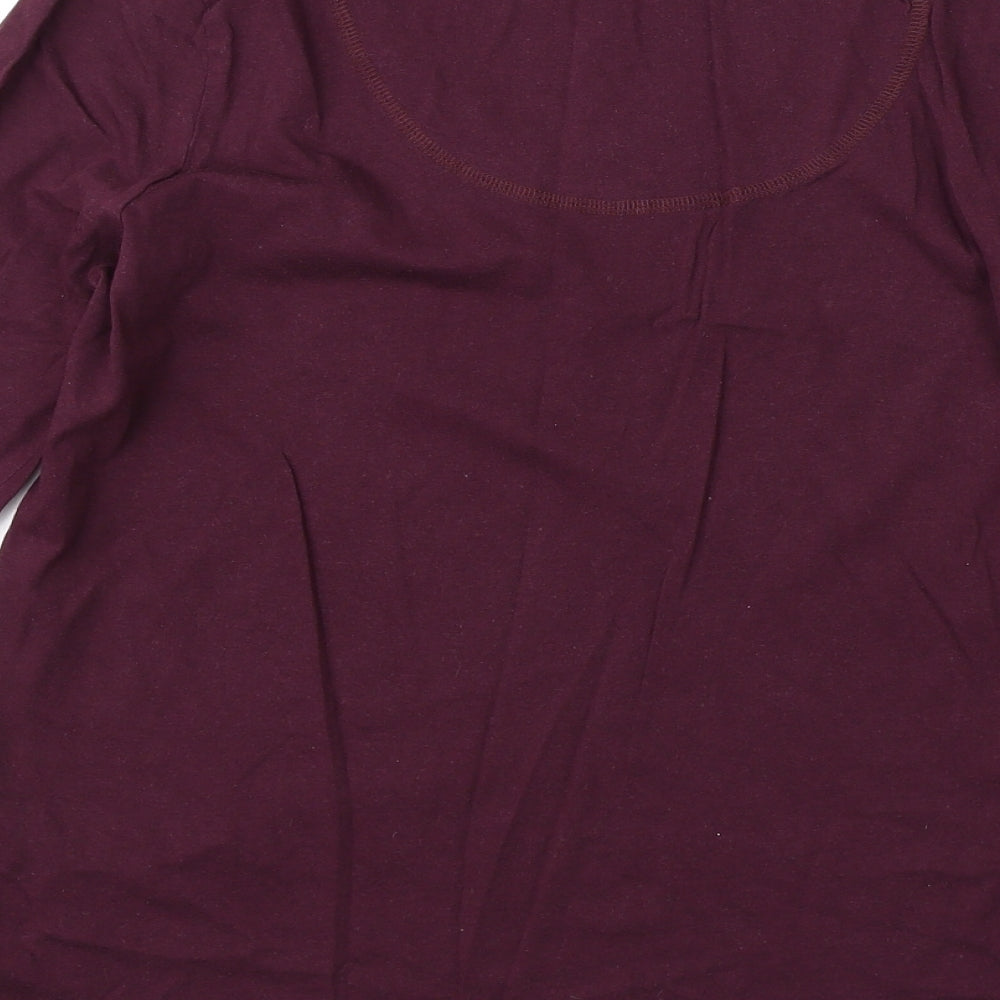 M&S Womens Purple  Cotton Basic T-Shirt Size 14 Round Neck