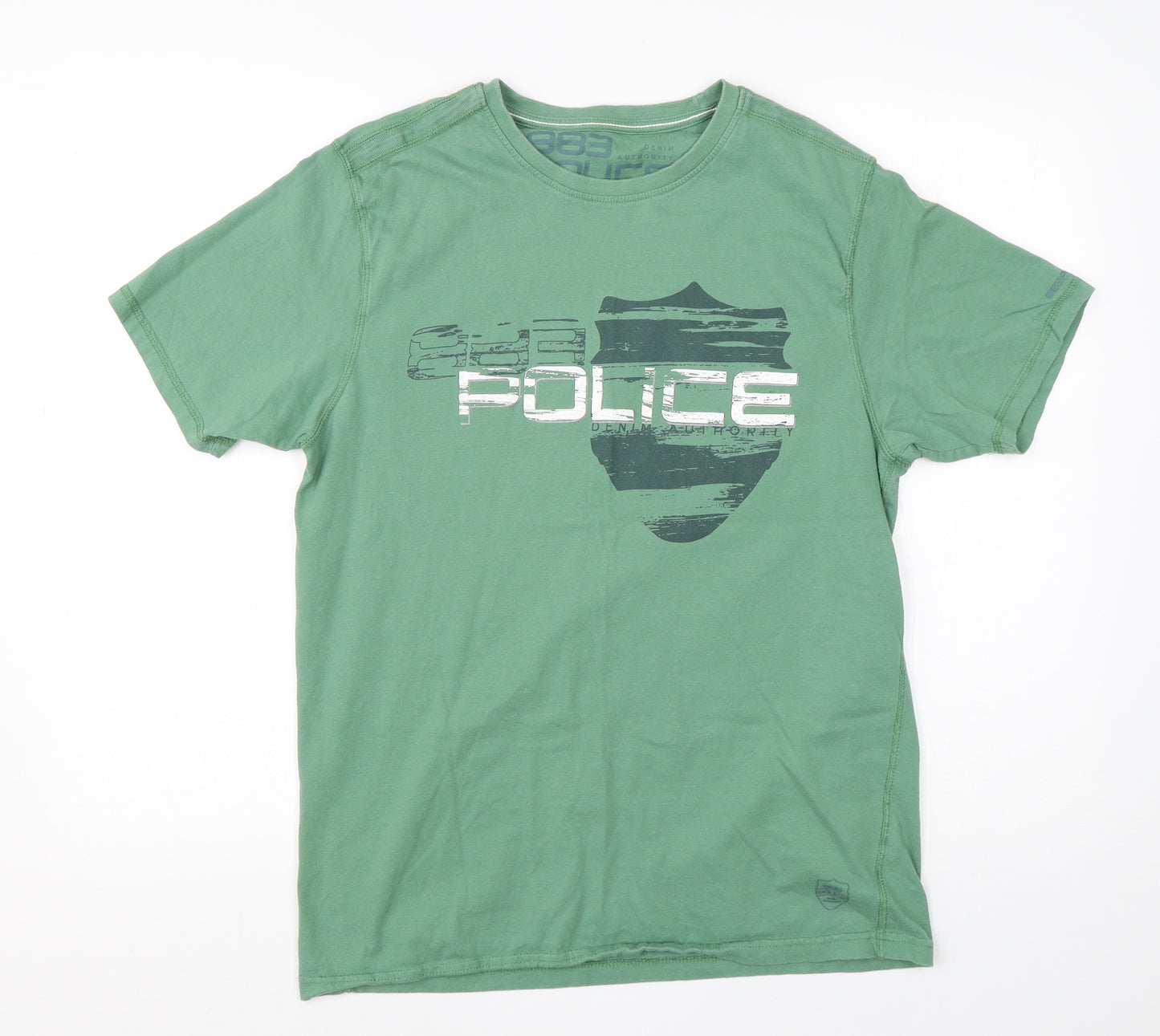 883 Police Mens Green  Cotton  T-Shirt Size M Round Neck