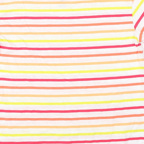 F&F Womens White Striped Cotton Basic T-Shirt Size 6 Round Neck