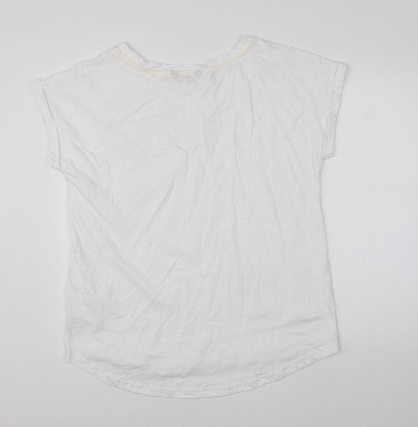 F&F Womens White  Cotton Basic T-Shirt Size 16 Round Neck