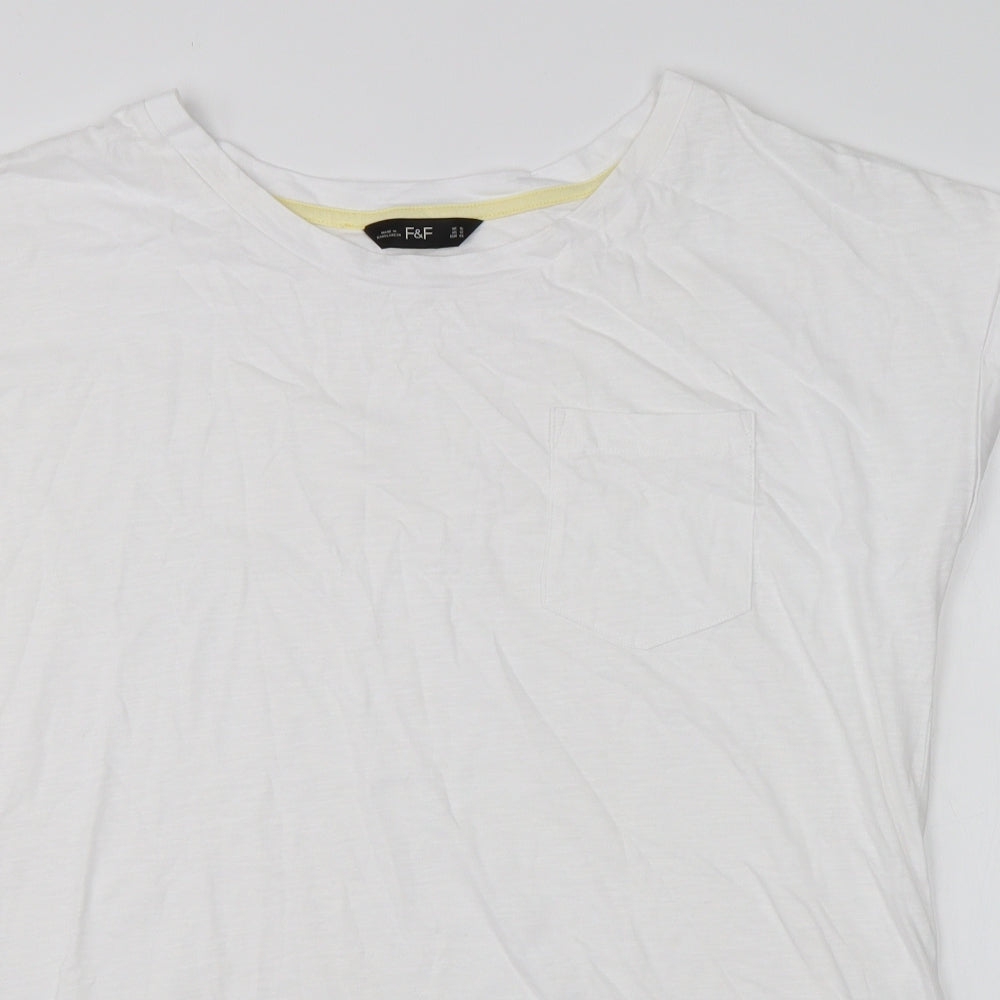 F&F Womens White  Cotton Basic T-Shirt Size 16 Round Neck