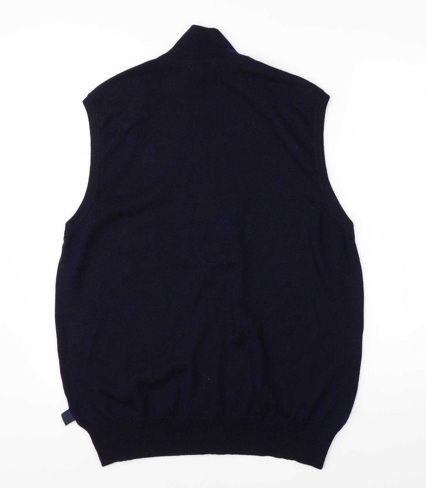 M&S Mens Blue High Neck  Acrylic Vest Jumper Size L