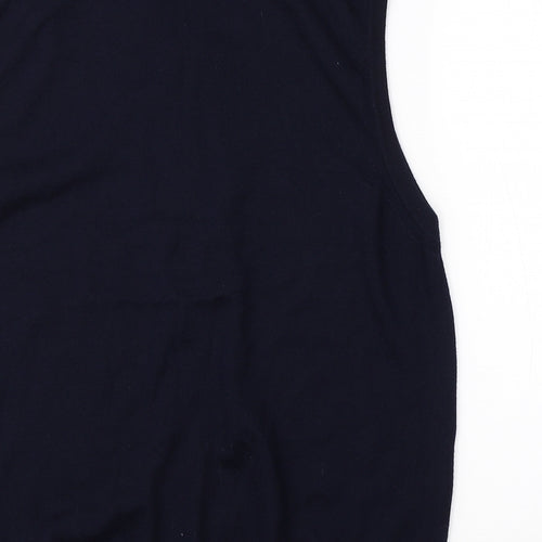 M&S Mens Blue High Neck  Acrylic Vest Jumper Size L