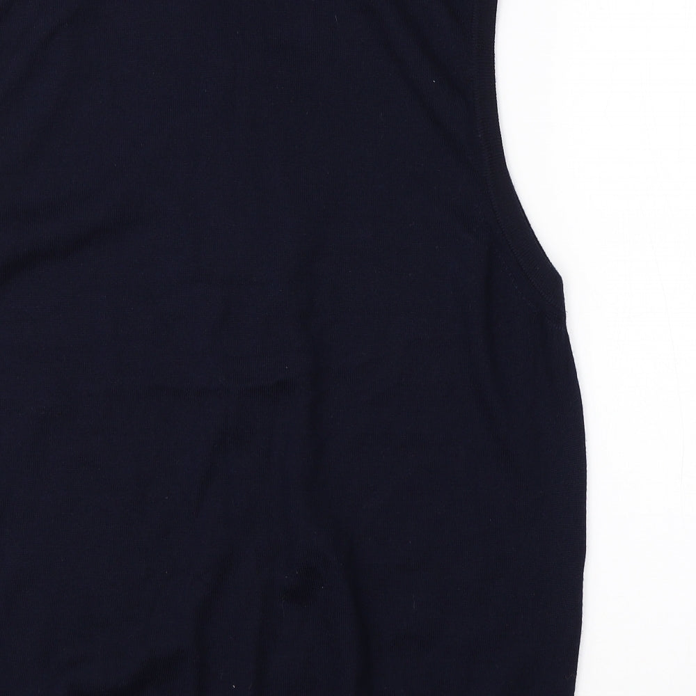 M&S Mens Blue High Neck  Acrylic Vest Jumper Size L