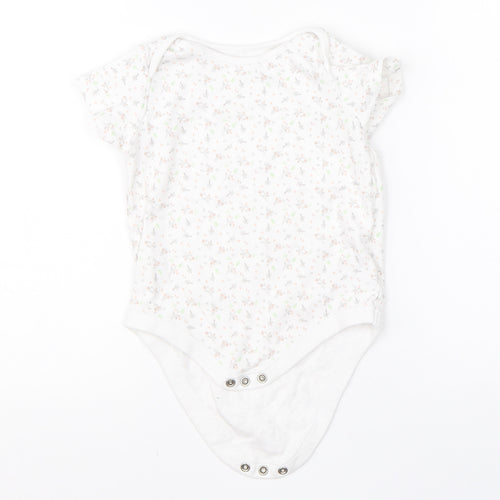 F&F Girls White  Cotton Babygrow One-Piece Size 18-24 Months