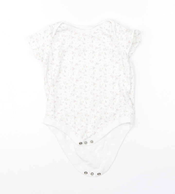 F&F Girls White Cotton Babygrow One-Piece Size 18-24 Months