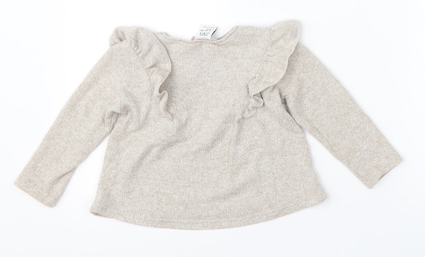 Zara Girls Beige  Polyester Pullover Jumper Size 12-18 Months
