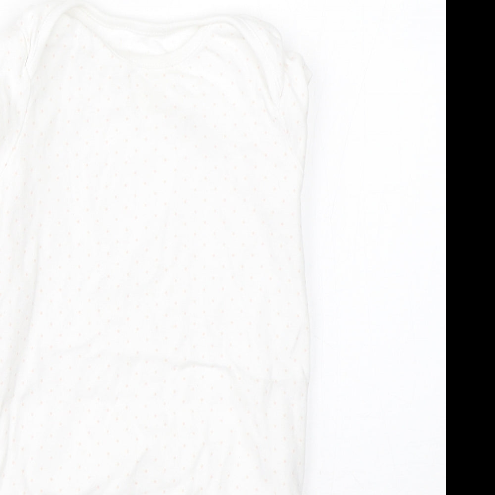 F&F Girls White Polka Dot Cotton Babygrow One-Piece Size 18-24 Months