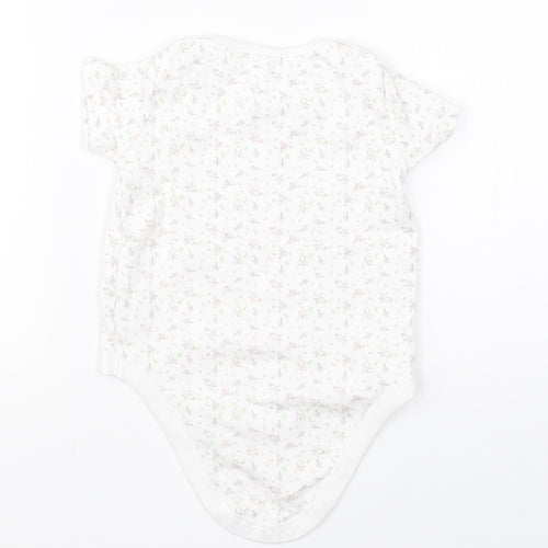 F&F Girls White Floral Cotton Babygrow One-Piece Size 18-24 Months