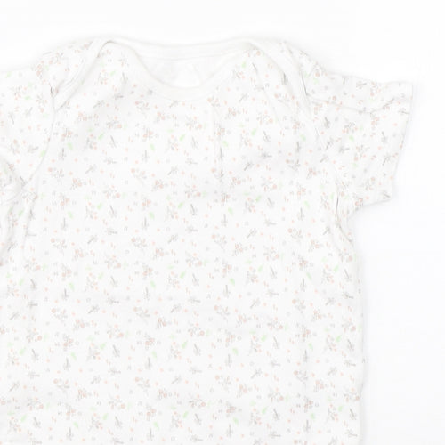 F&F Girls White Floral Cotton Babygrow One-Piece Size 18-24 Months