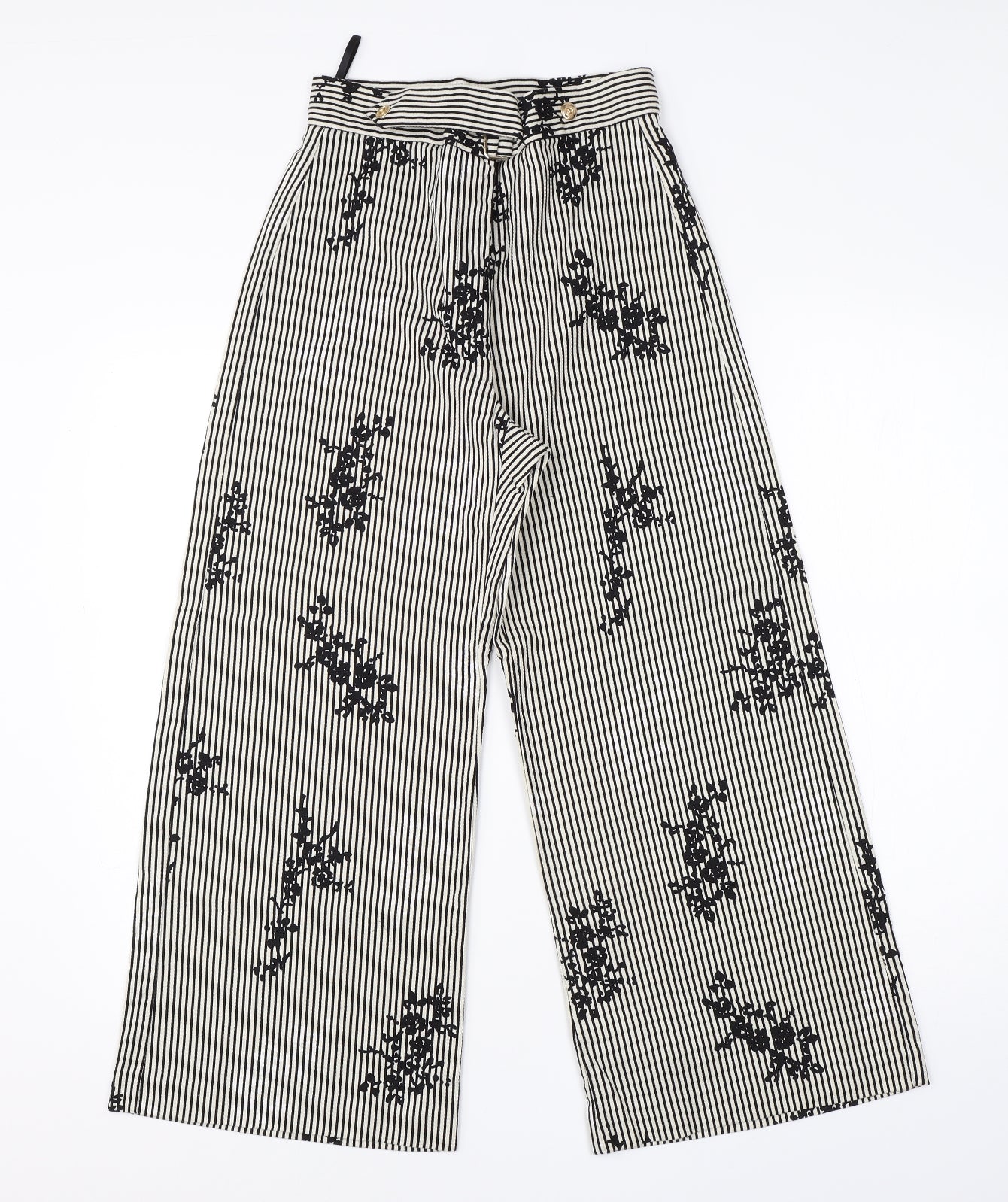 River Island Womens Grey Striped Cotton Dress Pants Trousers Size 6 L23 in Regular