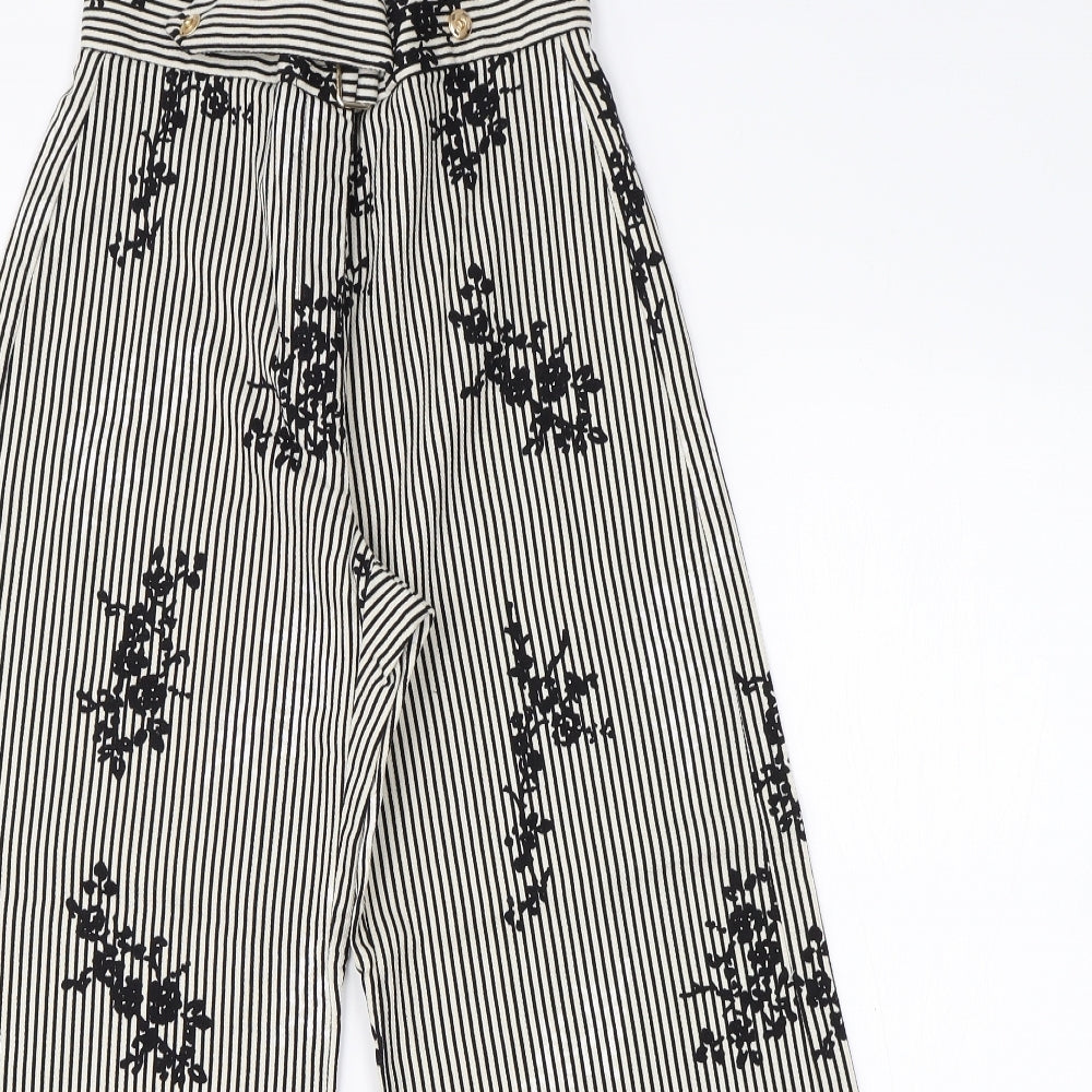 River Island Womens Grey Striped Cotton Dress Pants Trousers Size 6 L23 in Regular