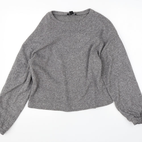 New Look Womens Grey Round Neck  Polyester Pullover Jumper Size S