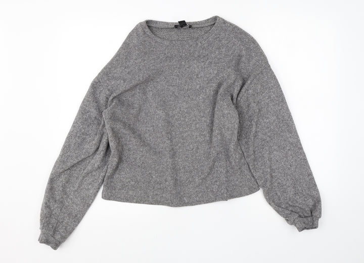 New Look Womens Grey Round Neck  Polyester Pullover Jumper Size S