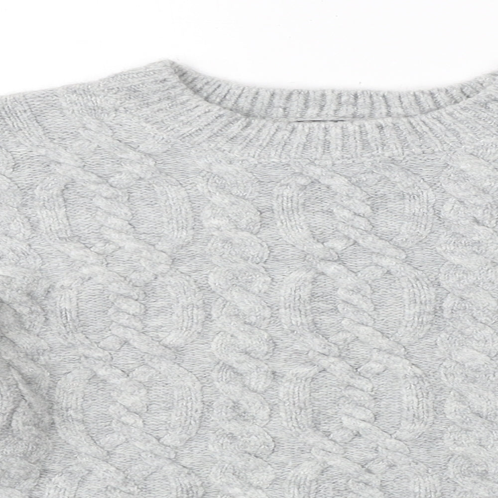 Topshop Womens Grey Round Neck  Acrylic Pullover Jumper Size 10   - cropped