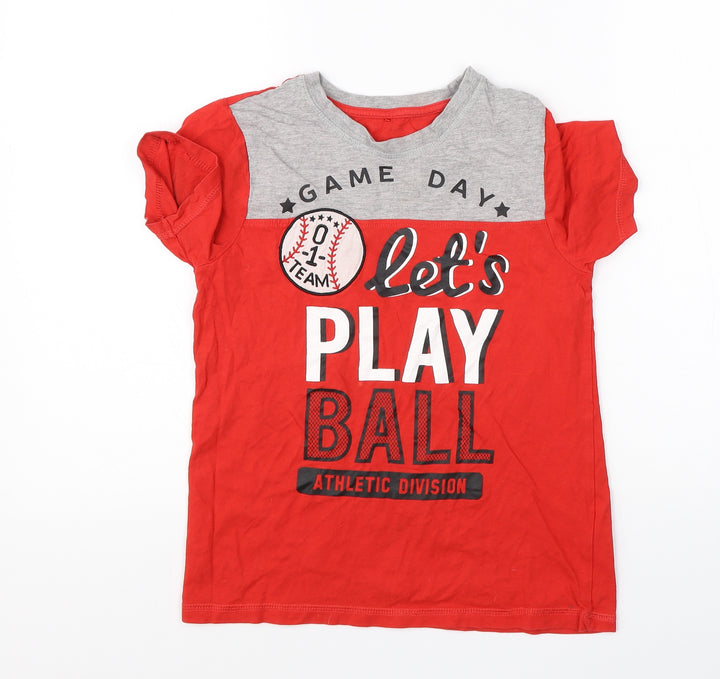 George Boys Red Cotton Basic T-Shirt Size 10-11 Years Round Neck