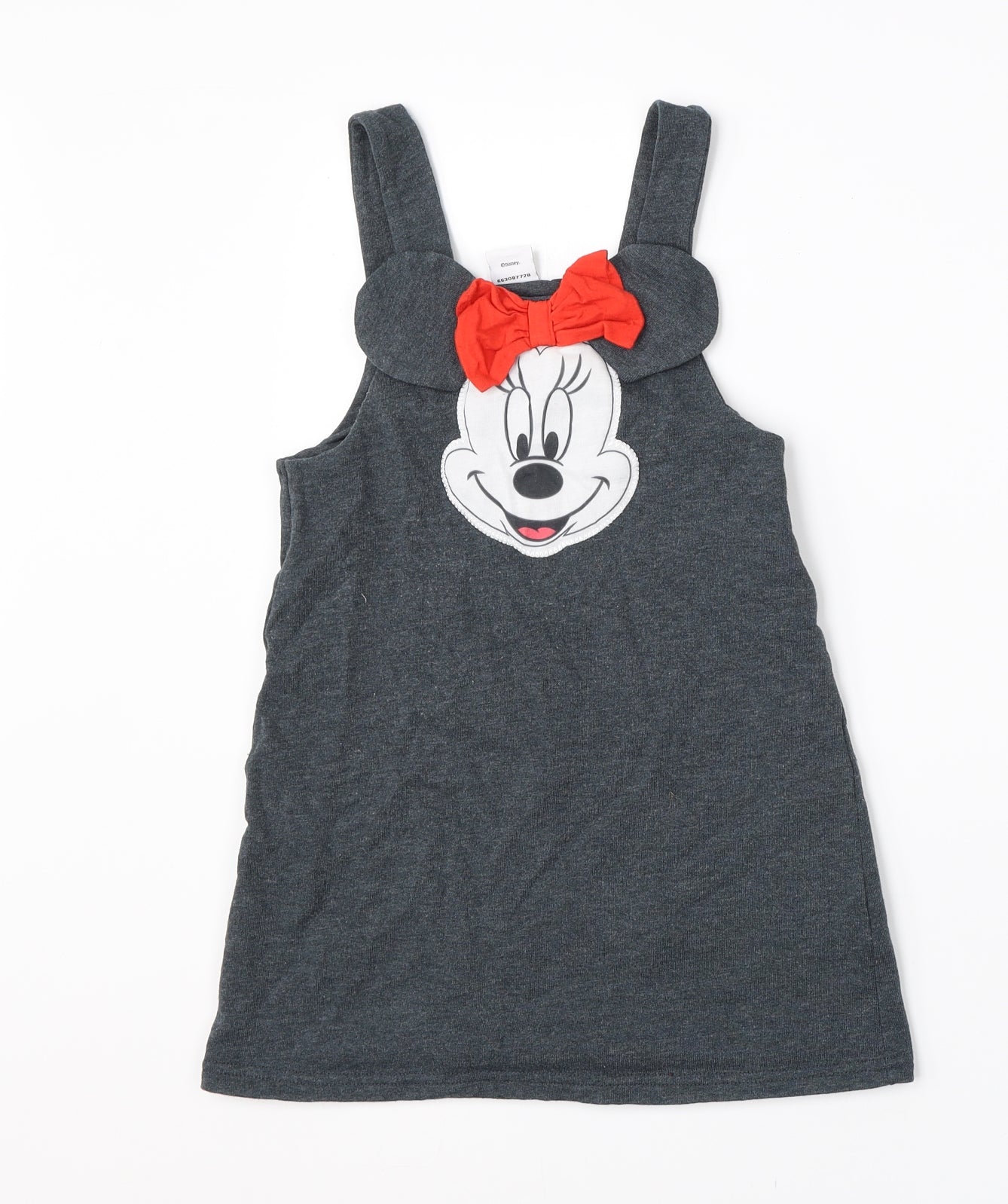 NEXT Girls Grey  Cotton T-Shirt Dress  Size 4-5 Years  Round Neck  - disney minnie mouse