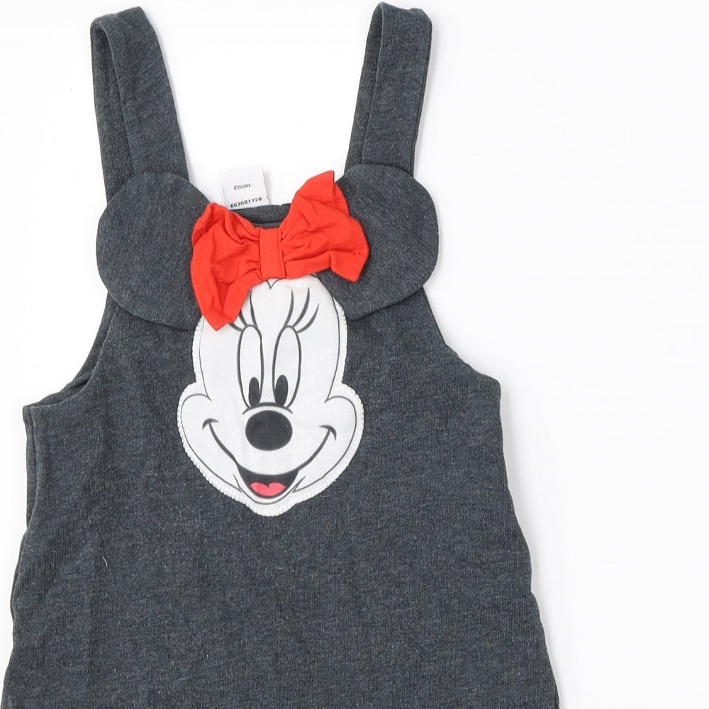 NEXT Girls Grey  Cotton T-Shirt Dress  Size 4-5 Years  Round Neck  - disney minnie mouse