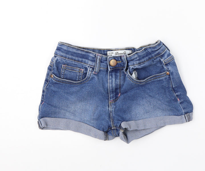 Denim Co Girls Blue  Cotton Cargo Shorts Size 9-10 Years  Regular