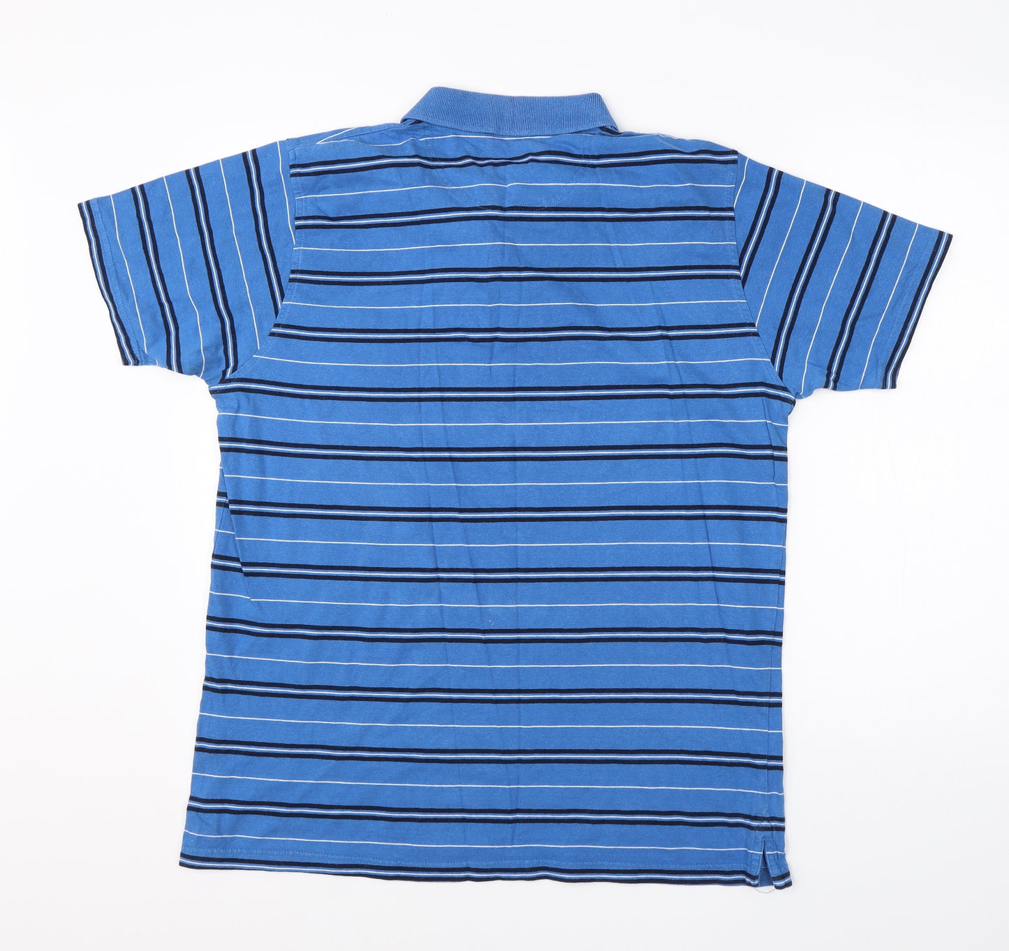 James Pringle Mens Blue Striped Cotton  Polo Size M Collared