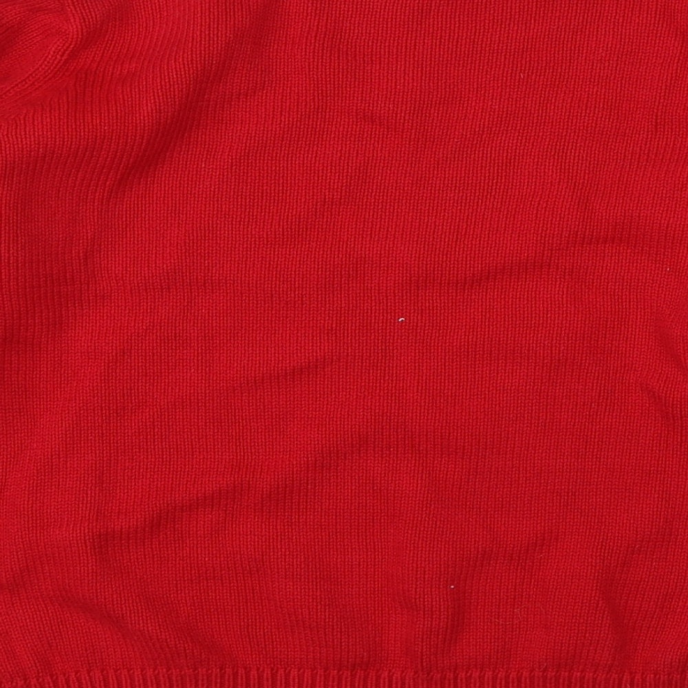 EWM Womens Red Round Neck  Cotton Pullover Jumper Size M